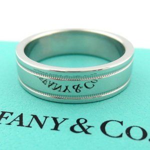 Platinum Flat Double Milgrain Wedding Band 6mm